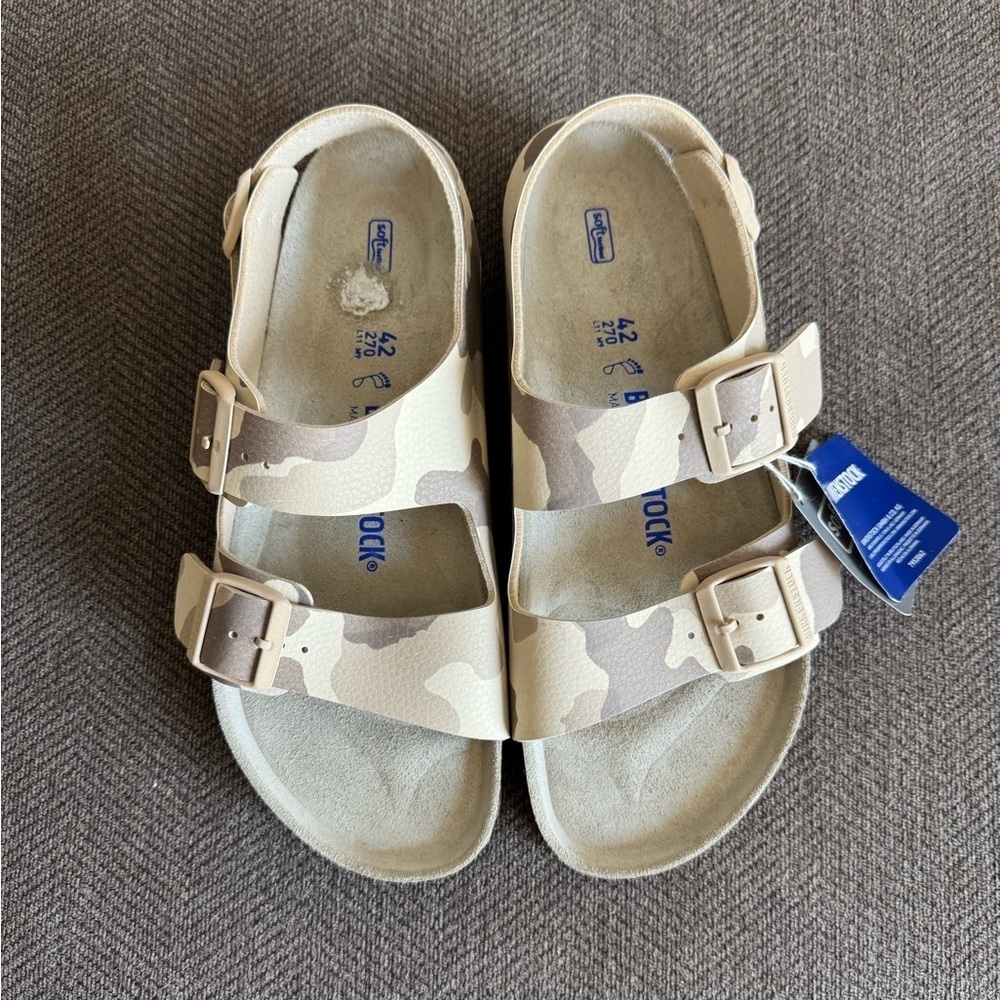 BIRKENSTOCK Milano Gray Taupe Camo Sandals Unisex - Picture 8 of 14